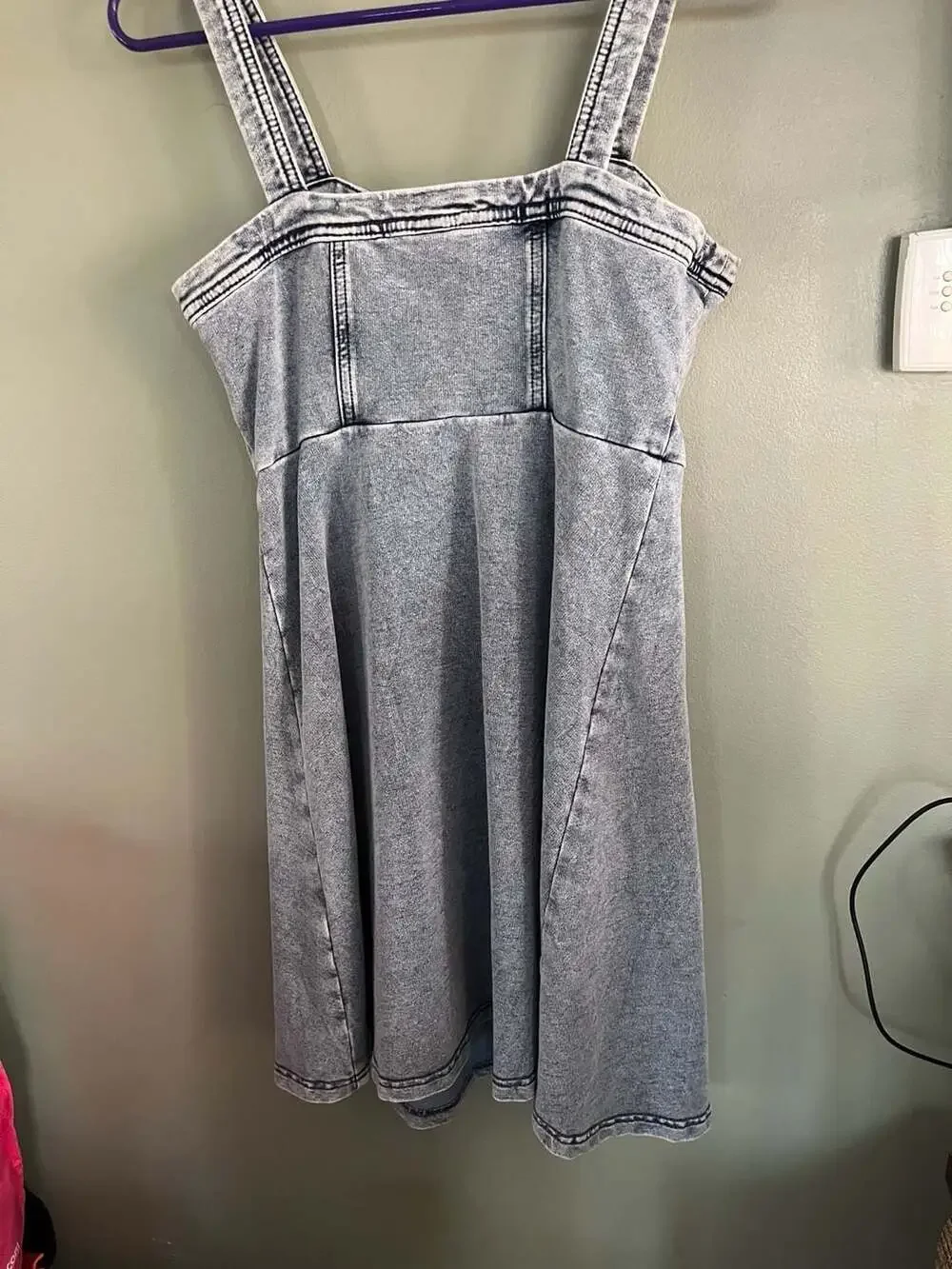 Justice Girls Acid Wash Zip-Front Denim Dress Size L (12/14)